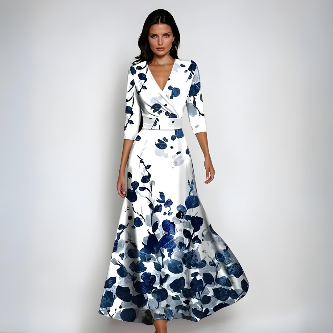 Lemoine™ | Robe Élégante Portefeuille à Fleurs en Tissu Fluide