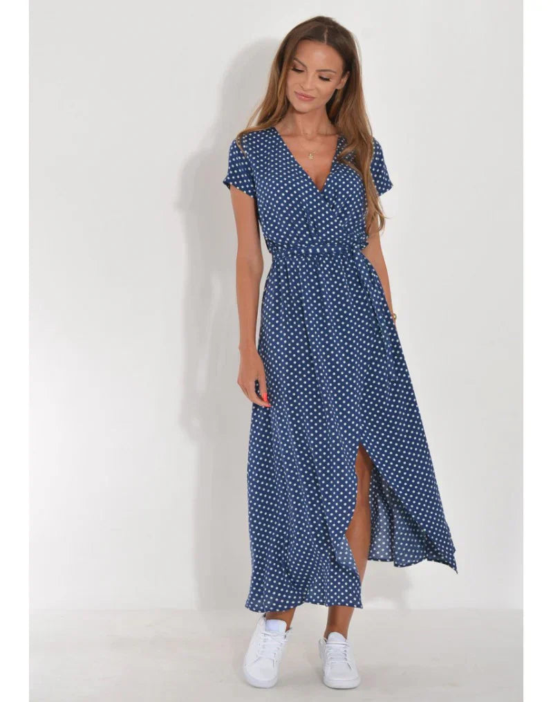 Robe Élégante Suzanne - Tissu Fluide et Coupe Sculptée à Col en V