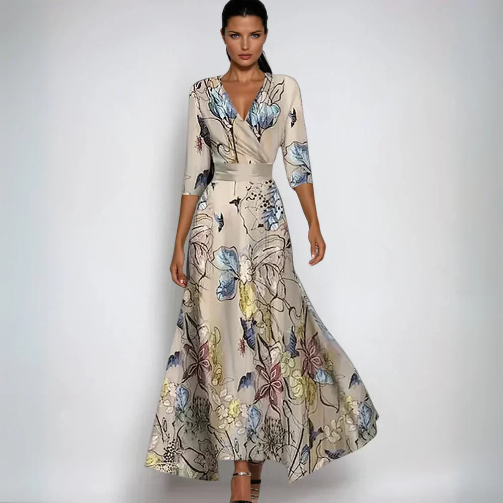 Lemoine™ | Robe Élégante Portefeuille à Fleurs en Tissu Fluide