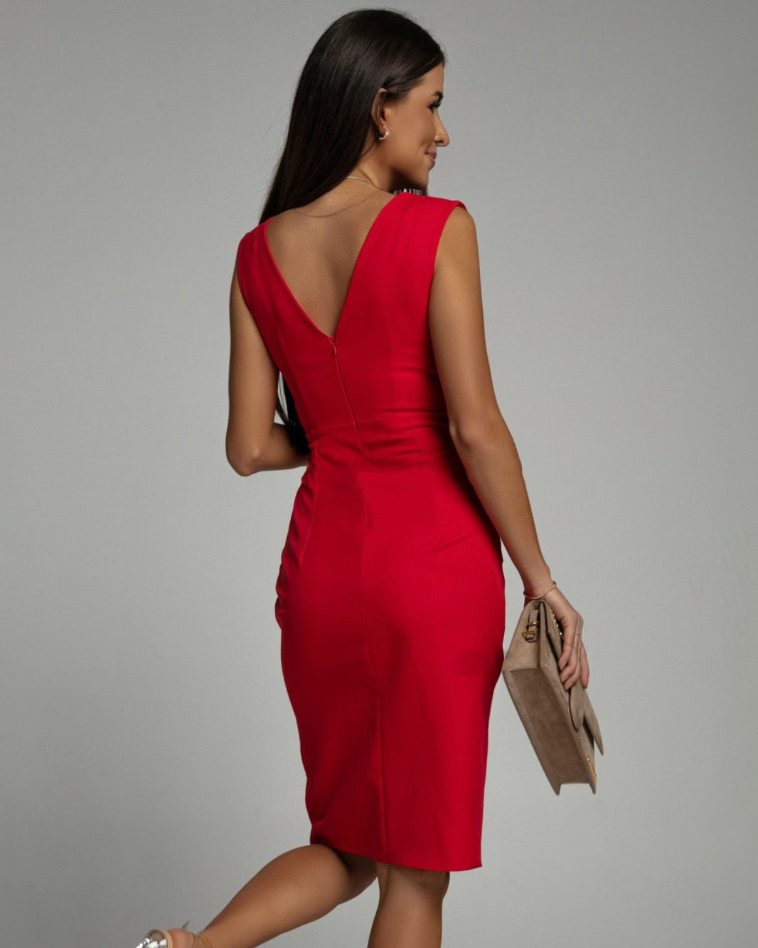 Robe Élégante | Florine | Cintrée à Décolleté en V et Fente