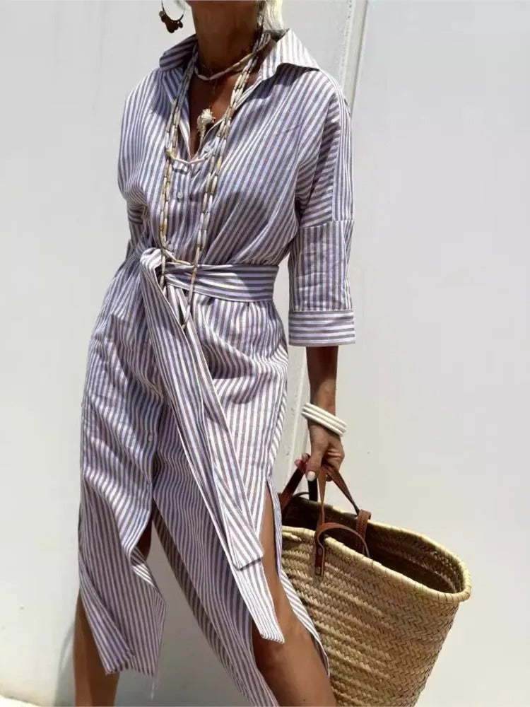 Géraldine | Robe rayée légère et stylée