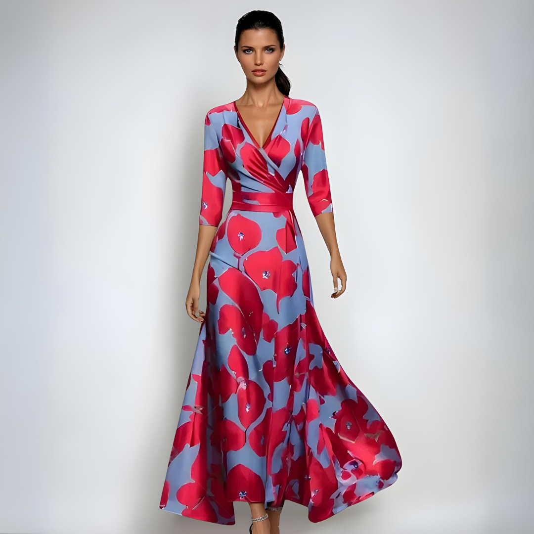Lemoine™ | Robe Élégante Portefeuille à Fleurs en Tissu Fluide