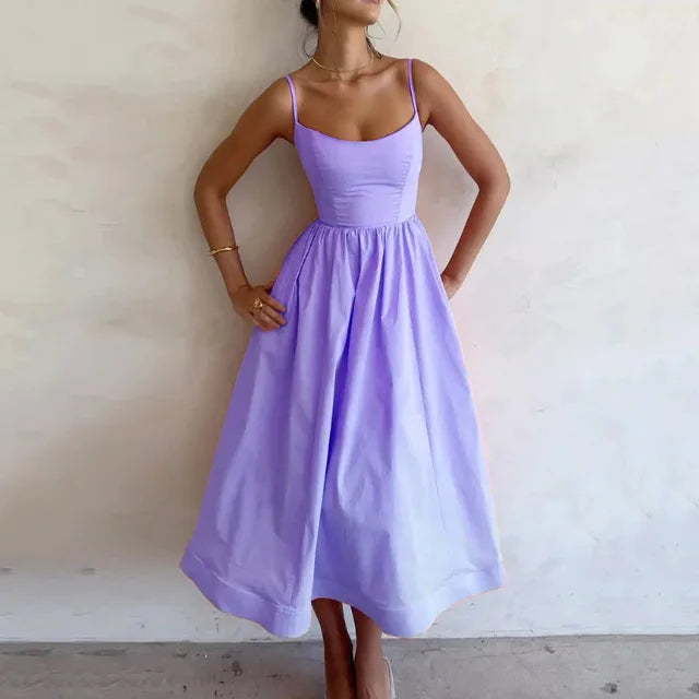 Robe Élégante d'Été | Encolure Flatteuse et Tissu Fluide | Coupe Sculptée pour une Silhouette Sublime